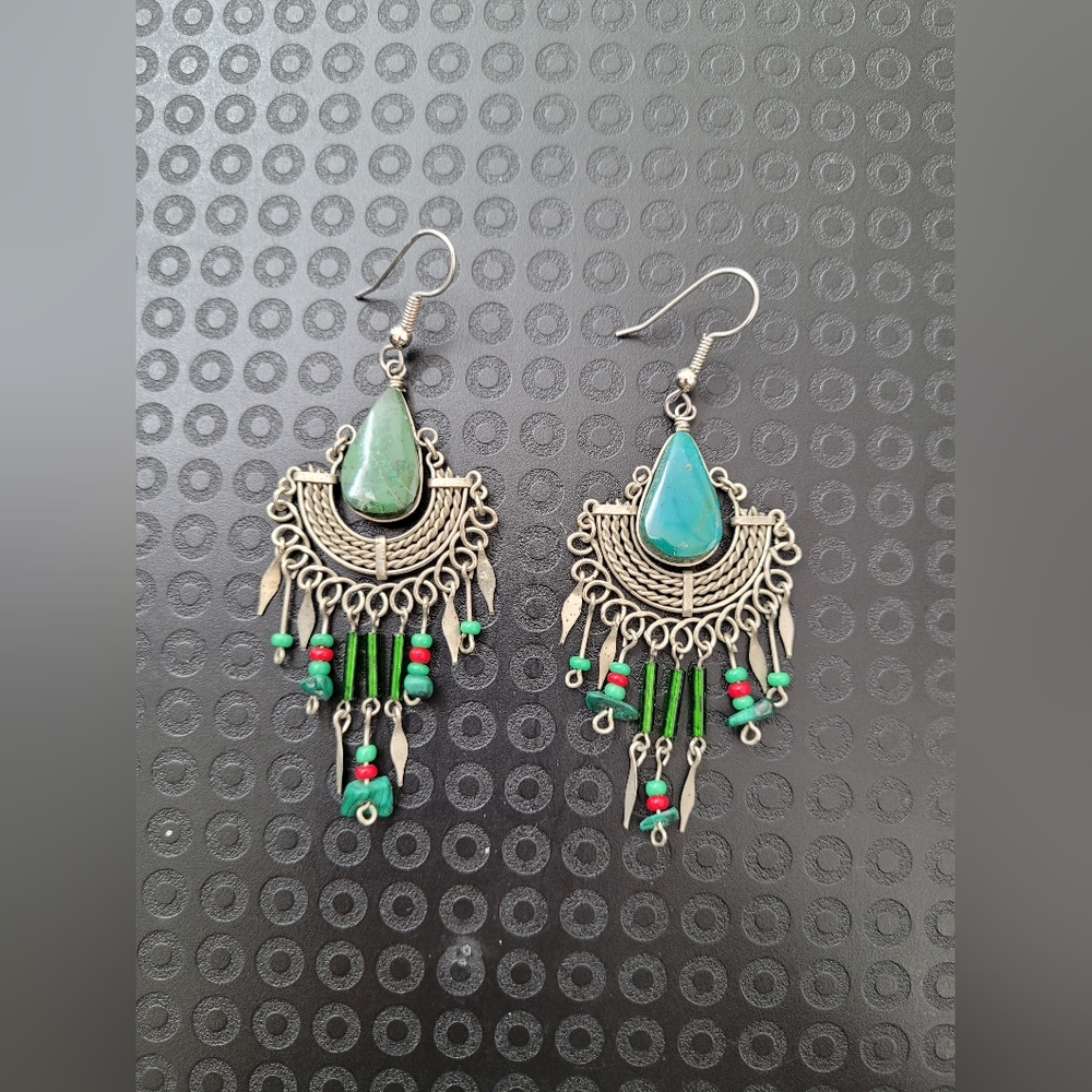 Silver paddle drop earrings